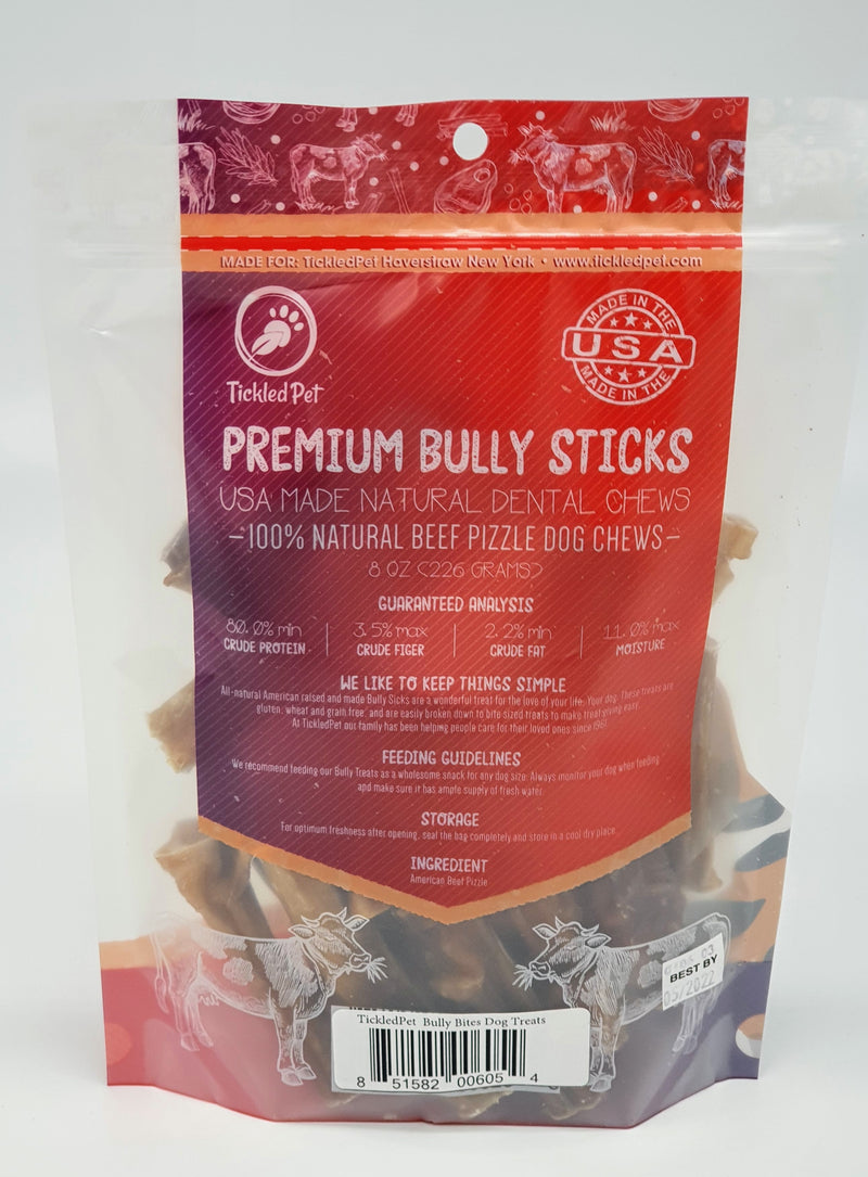 USA Bully Stick Bites – 100% Natural Beef Pizzle Dog Treats 3-5 inch - TickledPet