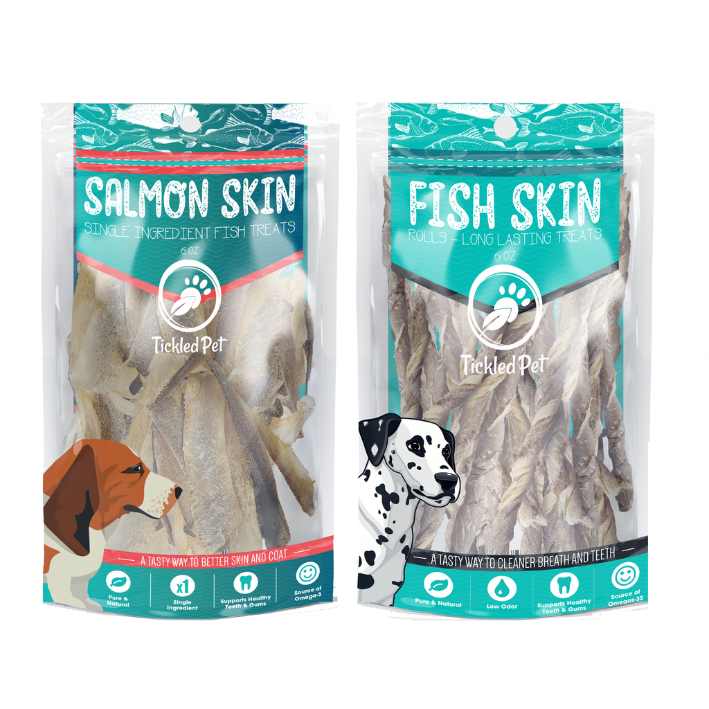 Fish Skin Combo Pack: All-Natural Cod Skin Rolls and Salmon Skin Treat
