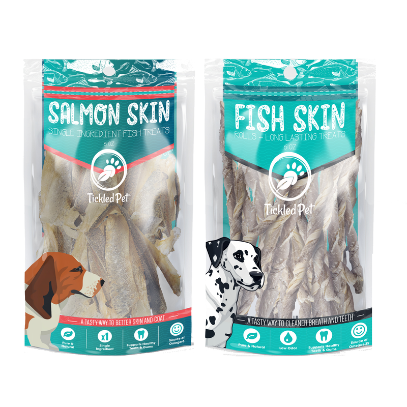 Fish Skin Combo Pack: All-Natural Cod Skin Rolls and Salmon Skin Treat