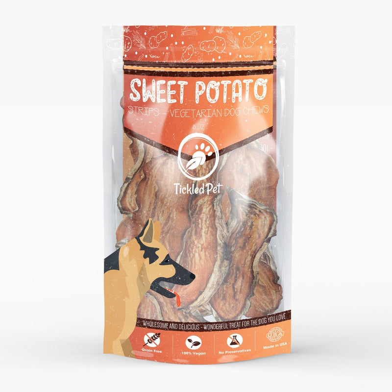 American Sweet Potato Strips Natural Tough Rawhide Alternative Dog Treats 8 oz - TickledPet