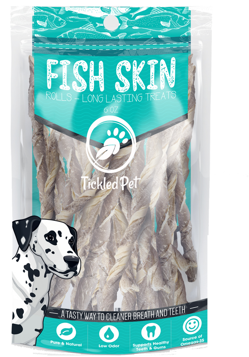 Fish Skin Combo Pack: All-Natural Cod Skin Rolls and Salmon Skin Treat