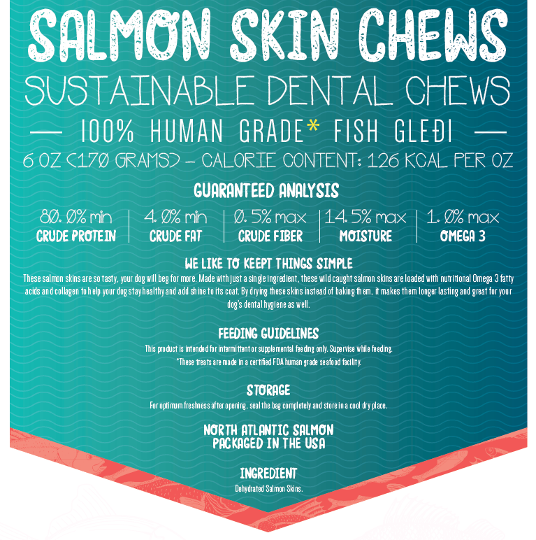 Salmon Skin Rolls 6oz Dog Treats